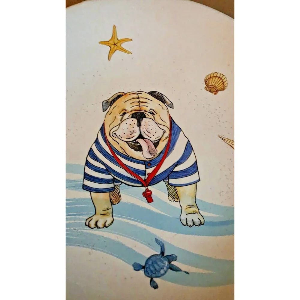 2 Certified International Sherri Buck Baldwin Dog Swimsuits Beach Ocean Plates